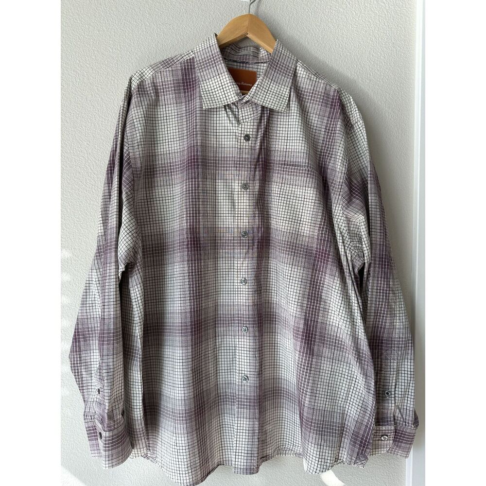 Tommy Bahama Men's Dress Shirt Check 100% Cotton Business Office Corporate XXL